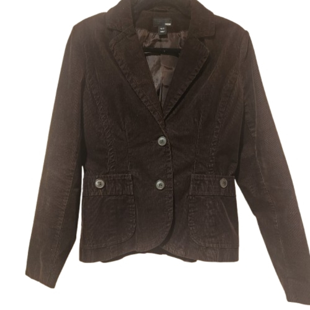 H&M Corduroy Blazer – Chocolate Brown – Tailored Fit – Size US 10